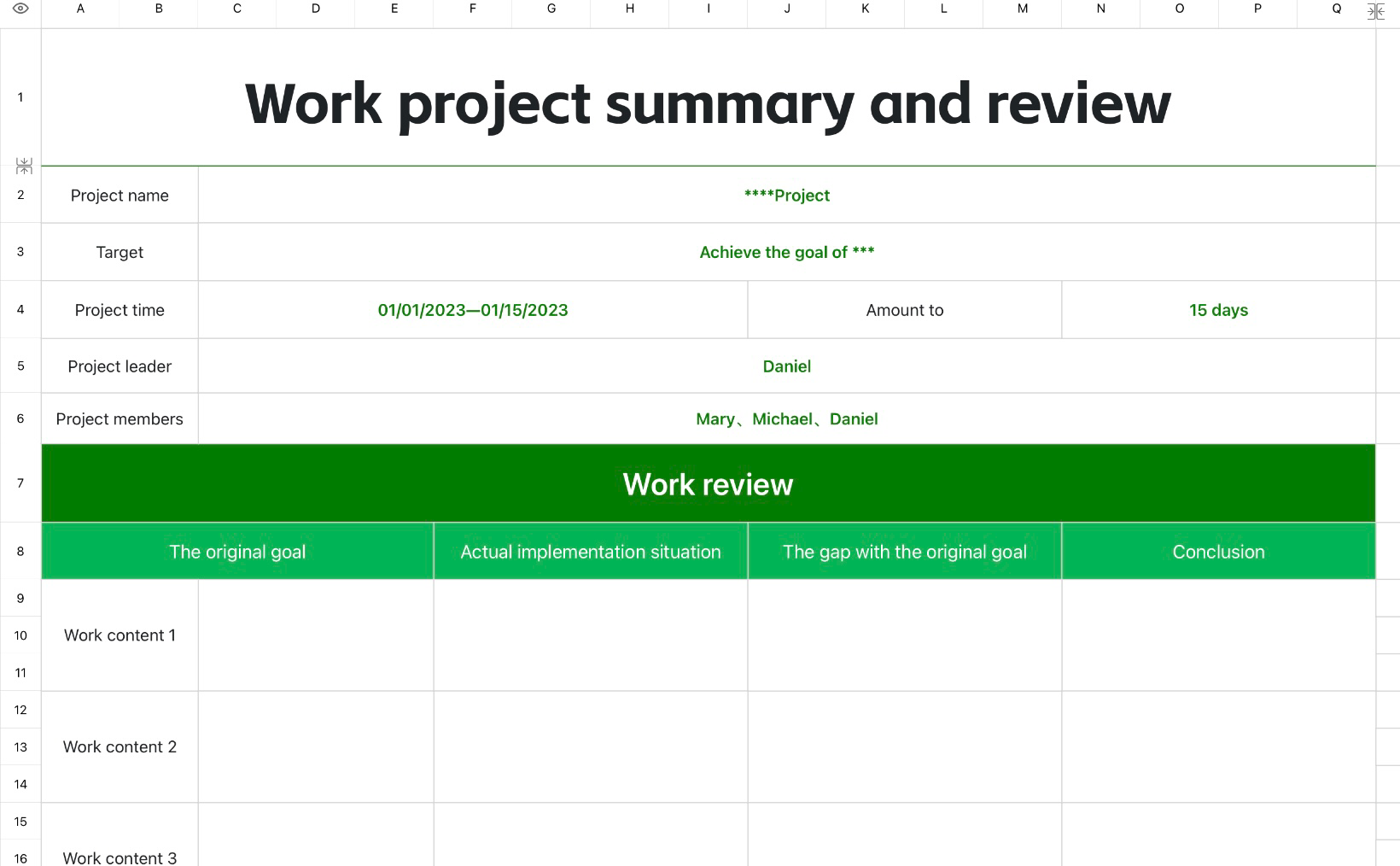 Work project summary and review